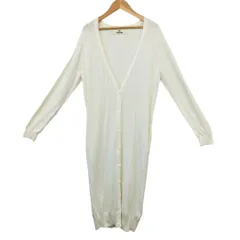 SLY フリーサイズ　ロングカーディガン(長袖)　衿(Vネック）　綿100％　白