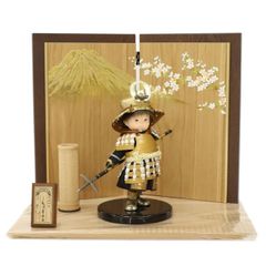 五月人形 子ども大将平飾 壹三作 槍 もののふ童 英雄参上 徳川家康鎧着大将 富士桜 2025-tb152 幅45cm 戦国武将  端午の節句 節句 お祝い インテリア