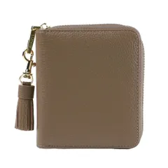 ☆ ダークグレーベージュ ☆ LIZDAYS 二つ折り財布 LIZDAYS リズデイズ 二つ折り財布 本革 財布 二つ折財布 二つ折り ミニウォレット ミニ財布 ウォレット 軽量 上品 コンパクト ラウンドファスナー タッセルチャーム スキミング防止 レザー