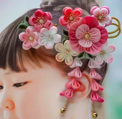 ピンク【年間200個完売シリーズ】 髪飾り 成人式 七五三 つまみ細工