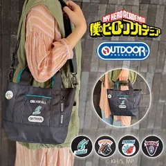 僕のヒーローアカデミア×OUTDOOR PRODUCTS 缶バッチ付きトートショルダー 緑谷出久 爆豪勝己 轟焦凍 死柄木弔 2way 缶バッチ  メンズ レディース アウトドアプロダクツ コラボ アニメ ヒロアカ トートバッグ ショルダーバッグ