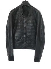 Dior HOMME ディオールオム 08AW ジップアップナポレオンレザーブルゾン ジャケット ブラック 44のサムネイル