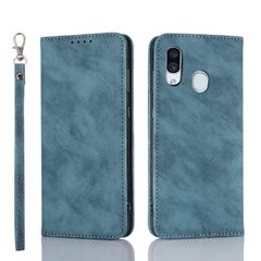 【数量限定】【人気商品】レザー SoftBank カード収納 samsung サムスン docomo ドコモ 耐衝撃 カバー スエードの質感-ブルー ストラップ 手帳型 SCV43/Feel3 au ギャラクシーa30ケース GalaxyA30スマホケース ケ