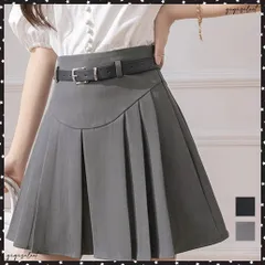 プリーツスカート ミニ丈 ベルト付き スカート インナーパンツ付き Aラインスカート ハイウエスト 細見え ショートスカート 韓国ファッション 台形スカート スクールスカート カジュアルボトムス きれいめスタイル