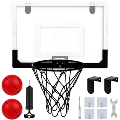 【新着商品】バスケットゴール ミニバスケットボード玩具 ドア掛け式と壁掛け式おもちゃ ダンクシュート可能 トレーニング 耐衝撃 ストレス解消 レジャー ファミリースポーツセット クリスマスプレゼント 男の子 誕生日プレゼント バスケットボール2個付き 空気入れ