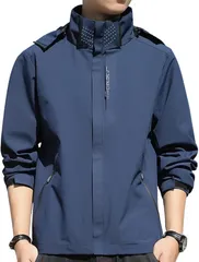 Elixio エリクシオ ウインドブレーカー ジャンパー パーカー ブルゾン マウンテンパーカー メンズ 軽い 防寒 防風 撥水 通気性 アウトドア 登山 大きいサイズ 秋 冬 春(ネイビー,  L)