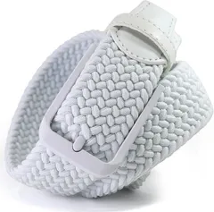 Putrats ゴルフ ベルト メンズ 賞金王キャディーが監修:腰をしっかりホールド ストレッチ メッシュ 伸縮 おしゃれ プレゼント(ホワイト,  全長110cm「ウエスト77.5～90.0cm」)