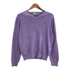 Polo by Ralph Lauren ポロ ラルフローレン Vネック ハイゲージ コットンニット セーター パープル (メンズ M) 中古 古着 S9319