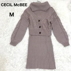 【M】 CECIL McBEE セシルマクビー アンサンブル トップス ニット セーター ハイネック ワンピース ノースリーブ リブ レディース カーディガン ショート丈