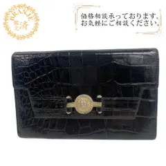 良品✨ジャンニヴェルサーチ　二つ折り財布　メデューサ　クロコ型押し　ブラック 良品✨ジャンニヴェルサーチ 二つ折り財布 メデューサ クロコ型