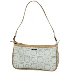 サルヴァトーレフェラガモ Salvatore Ferragamo ガンチーニ柄 ハンドバッグ ポーチ ロゴ ハンドバッグ コーティングキャンバス ホワイト 7474 レディース 【中古】