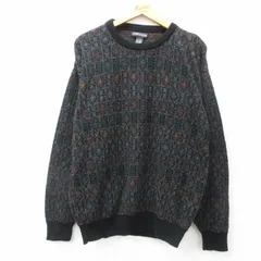XL/古着 ジャンセン 長袖 セーター メンズ 00s アクリル クルーネック 黒他 ブラック 25feb12 中古 ニット トップスのサムネイル