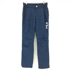 【超美品】フィラゴルフ 中綿パンツ ネイビー 地模様 ドローコード レディース M ゴルフウェア FILA GOLF