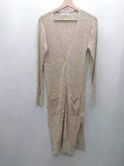 ◇ ⊇ URBAN RESEARCH リブニット 長袖 ロングカーディガン サイズF ベージュ レディース E  【1501230031776】