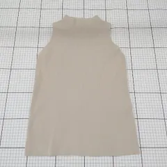 ◇ ⊂ NOBLE ノーブル ボトルネック シンプル ノースリーブ サマーニット カットソー ベージュ系 レディース E  【1507230011466】