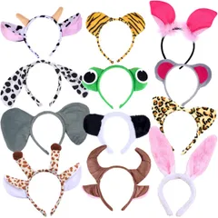 [SALUDABLE] 動物 カチューシャ うさ耳 猫耳 犬 バニー コスプレ パーティー 12点セット [12点セット]