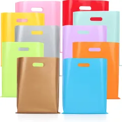 新品 cobalt planet カラフル ビニール袋 ショップバッグ ギフトバッグ 小判抜き 手提げ 25cm×35cm 10色 100枚セット (10色 100枚セット A)