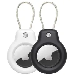 GLILAVOX 【2枚セット】AirTag ケース 2個セット エアタグケース airtag キーホルダー ワイヤーリング ストラップ エアタグ ケース airtag 保護ケース ロック 耐衝撃性 荷物 鍵 バックパックに掛ける エアタグ用（ブラック/