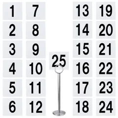 SALUDABLE 番号札 席札 プラスチック テーブルナンバー スタンド プレート 席札立て 数字 (テーブル番号 1-25番) [テーブル番号 1-25番]