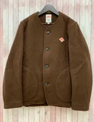 ダントン DANTON Vetements de travail ノーカラージャケット シングル ウールモッサ 38 ブラウン 茶 MK478 レディース
