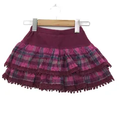 アナスイミニ スカート ボトムス チェック柄 フリル キッズ 女の子用 130サイズ パープル ANNA SUI mini 【中古】