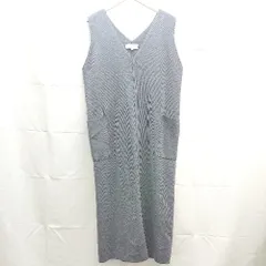 ◇ ROPE PICNIC Vネック　ケーブル　スリット　シンプル ノースリーブ ひざ丈 ワンピース サイズ40 ブルー系 レディース E  【1303270009643】