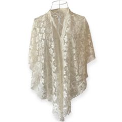 【美品】レース 三角ストール 光沢有り高級