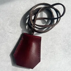 イタリア 本革 手縫い クロシェットキー ケース 革平ひも　ブラウン