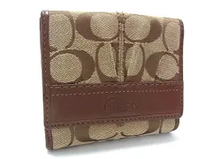 ■美品■ COACH コーチ キャンバス シグネチャー 二つ折り 財布 ウォレット レディース ブラウン系 DJ0276