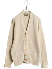 【お得なクーポン配布中!】 80s USA製 CAMPUS ウール ニット カーディガン メンズ XL 小さめ L 程/ ヴィンテージ セーター ポケット付き 前開き 羽織り ベージュ 無地