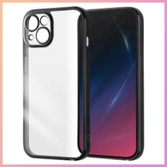 ☆人気商品☆デジタルアルキミスト iPhone15 ケース クリア 精密設計 カメラ保護 耐衝撃 メッキ加工 ストラップホール 付き アイフォン 15 カバー/ブラック