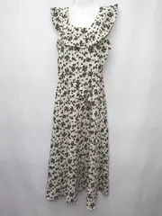 ◇ ⊂　◎　●未使用● SMTA　Xiaoyujia 総柄 ノースリーブ 膝下丈 ワンピース サイズS ベージュ　ブラック レディース P  【1410230023820】