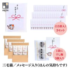 博屋 大量 退職 お礼 個包装 お返し 三毛猫「 プチギフト ほんの気持ちです 」ほし梅３包入 x 45パック 挨拶回り 粗品