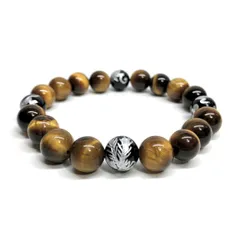 10mm 四神獣銀彫オニキス×タイガーアイ パワーストーン ブレスレット天然石 運気上昇 開運 金運 恋愛運 お守り 青龍 白虎 玄武 朱雀 メンズ・レディース 男性・女性 数珠ブレス 開運 ■