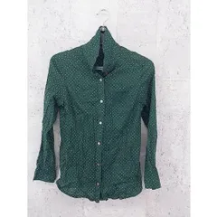 ◇ NIMES ニーム ドット 水玉 長袖 シャツ ブラウス グリーン アイボリー系 レディース  【1000279633595】