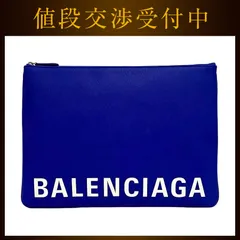 バレンシアガ クラッチバッグ ブルー 579550 美品 ファスナー ロゴ