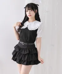 夢展望公式 [新品未使用] ハートベルト付ティアードスカパン [ブラック] 他カラー別ページ有  スカート フレア（ミニ） 535775-02