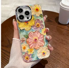 【匿名配送、無料】iPhone 14 15 Pro ProMax IMDブルーライト高級ブルーピンク油彩椿適 可愛い