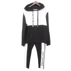 ドレスキャンプ DRESSCAMP 美品 セットアップ パーカー パンツ スウェット ロゴ バイカラー 長袖 Mサイズ 黒 ブラック