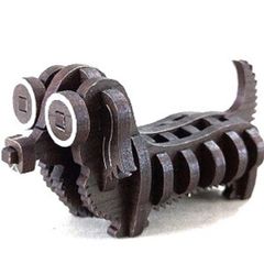 パズル造形　ミニチュア動物「ダックスフント」　シート貼りＭＤＦウォルナット（濃茶）