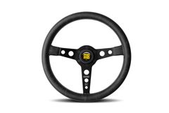 美品】OMPステアリング コルシカ ブラックレザー/レッドステッチ 350mm