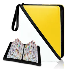 【迅速発送】YoKiStar カードファイル 9ポケット トレカ ファイル 大容量 900枚収納可能 防水PU素材 カード収納 カードバインダー 透明シート 両面利用 50ページ 各種カードを集める スターカード コレクションファイル (白と黄 9ポケット)