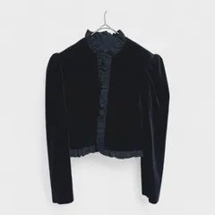 【訳アリ】【eleganza】『ベルベット風ボレロ』[フリルレースボレロ] ブラック 黒 (M) 商品A69 管理C