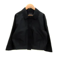ランバン LANVIN ステンカラージャケット ミドル丈 無地 シルク 38 M 黒 ブラック /SY39のサムネイル