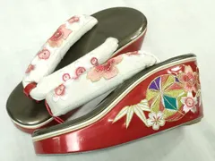 平和屋着物▼和装小物　草履　ハイヒール草履　厚底　ぽっくり　こっぽり　刺繍　手毬花文　金糸　舞妓風　逸品　DAAR3745zzz
