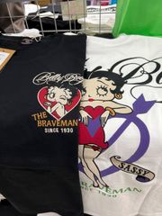 XL あり‼️残り1点ずつ‼️BRAVEMAN ブレイブマン　BETTYBOOP ベティブープ⚫︎コラボ　半袖　Tシャツ　ホワイト　ブラック
