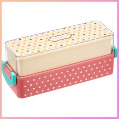 ☆人気商品☆ナカノ 2段 弁当箱 ピンク 約縦19.1×横6.2×高さ7.7cm ミックスキャンディー スクエア ランチボックス