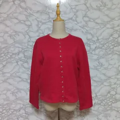 アニエスベー　agn<!-利用不可文字-!>s b.　長袖カーディガン  ボーダー　レディース【2】 赤　レッド　綿100%　コットン100%　裏ボア　あったか