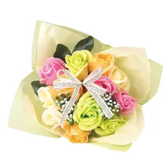 ポピー名古屋 ソープフラワー シャボンフラワー 造花 ギフト プレゼント 12輪ブーケ バラ 花束 約26cm クリアバッグ付き SBL-11 オレンジ