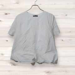 D0309 ザラ ZARA ブラウス 半袖 (L) 白 無地 Uネック